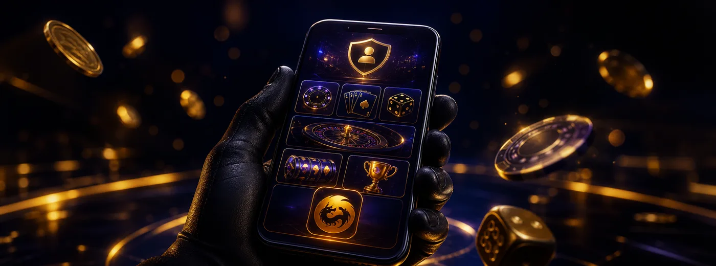 Smartphone mit geöffneter Casino-Lobby und Login-Bildschirm